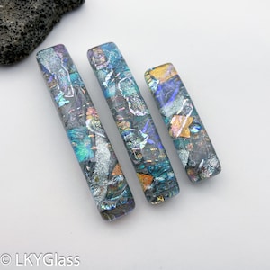 Rainbow Gray Mosaic Dichroic Glass Barrette, Fused Glass Barrette, Thick Hair Barrette, French Barrette, France Side Hair Clip, MOSD3 .