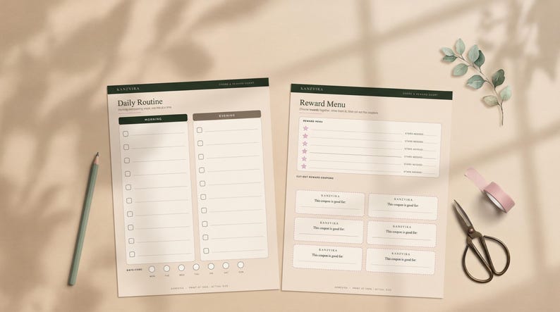 Kids Chore & Reward Chart, Editable Canva Template, Weekly Chore Chart ...