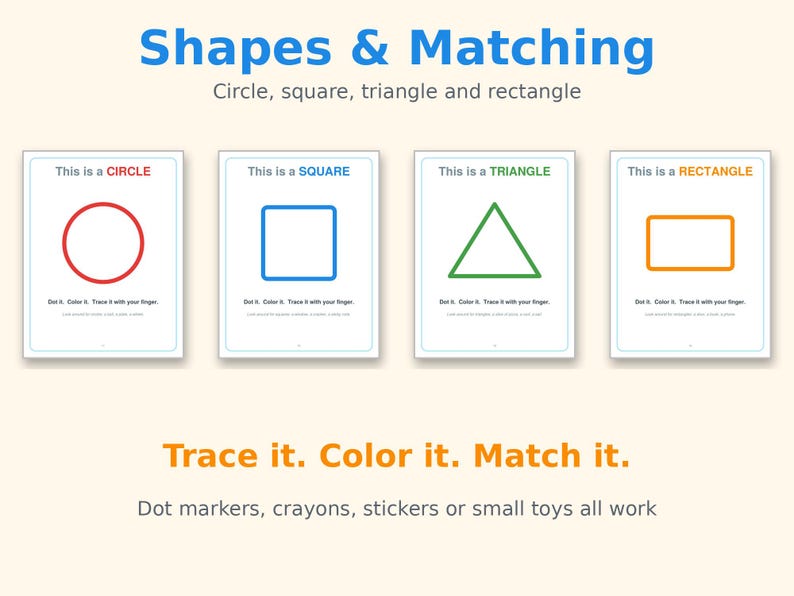 Toddler Colors and Shapes Matching Printable, Ages 1-3, Preschool ...