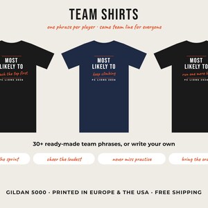 T-Shirts für Amateur-Sportvereine, personalisierte „Most Likely To“-Shirts für Teams, Ligen und Laufgruppen