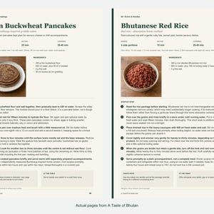 Two actual recipe pages from A Taste of Bhutan.