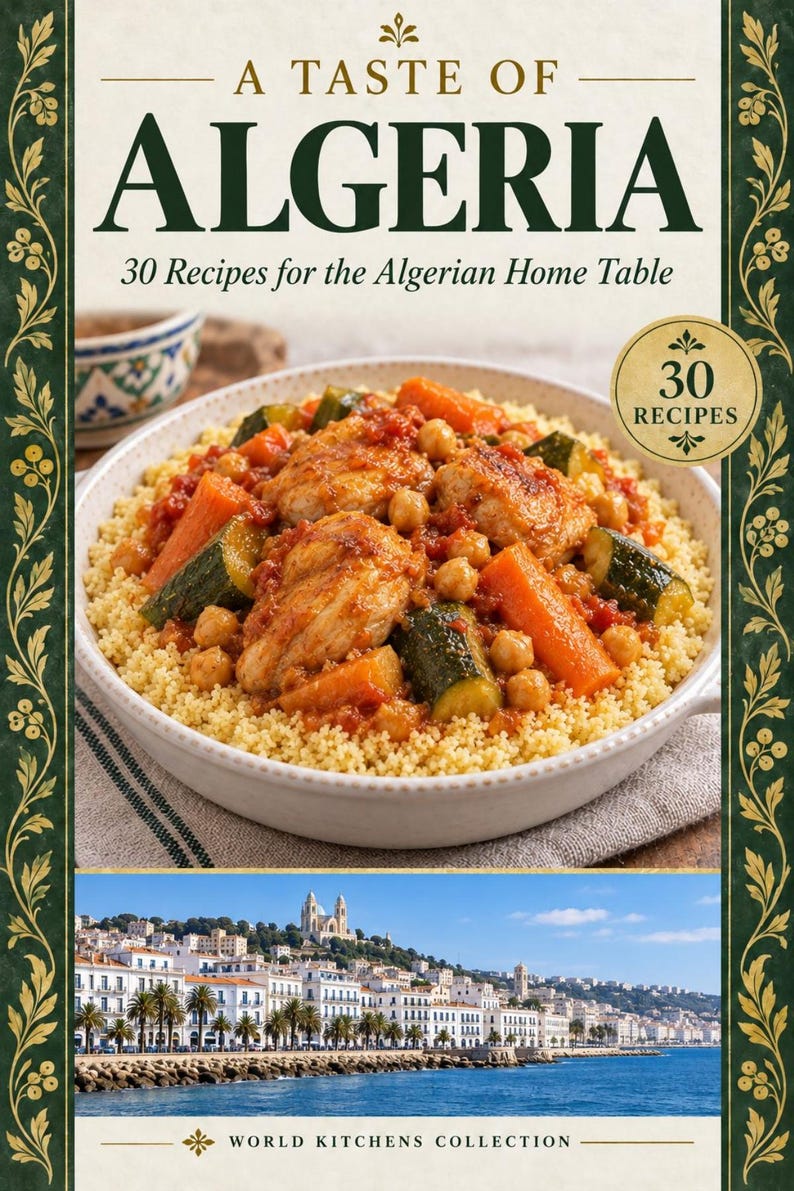 Actual cover of the A Taste of Algeria PDF cookbook.