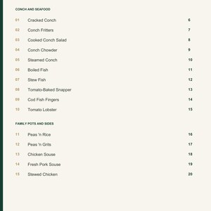 Actual PDF page 3 from A Taste of Bahamas: Contents, page 1.