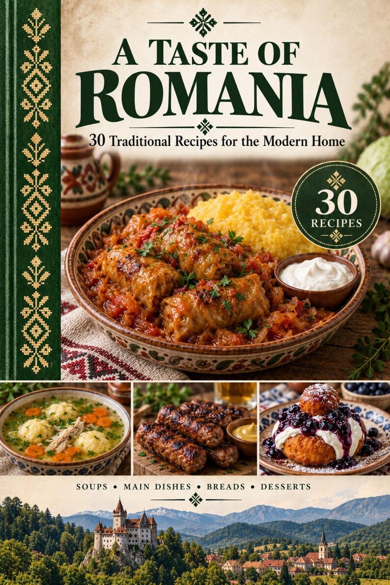 Actual cover of the A Taste of Romania PDF cookbook.