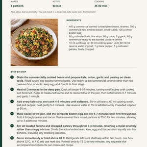 Actual PDF page 13 from A Taste of Brazil: Feijao Tropeiro with Kale recipe page.