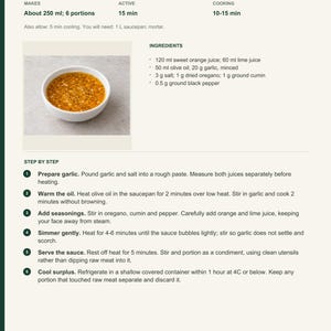 Actual PDF page 6 from A Taste of Cuba: Warm Citrus and Garlic Sauce recipe page.