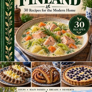 Actual cover of the A Taste of Finland PDF cookbook.