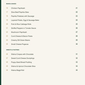 Actual PDF page 4 from A Taste of Hungary: Contents, page 2.
