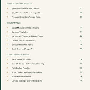Actual PDF page 4 from A Taste of Zambia: Contents, page 2.