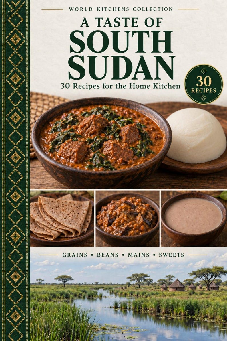 Actual cover of the A Taste of South Sudan PDF cookbook.