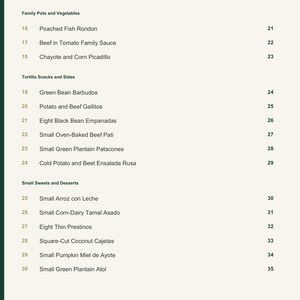 Actual PDF page 4 from A Taste of Costa Rica: Contents, page 2.