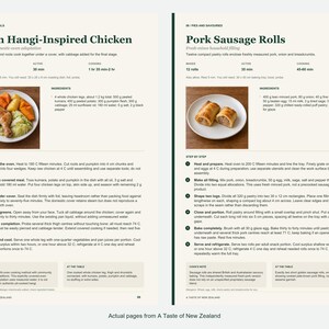 Two actual recipe pages from A Taste of New Zealand.