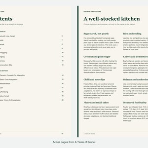 Actual contents and kitchen-notes pages from A Taste of Brunei.