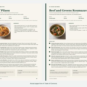 Two actual recipe pages from A Taste of Comoros.