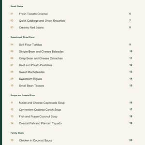 Actual PDF page 3 from A Taste of Honduras: Contents, page 1.
