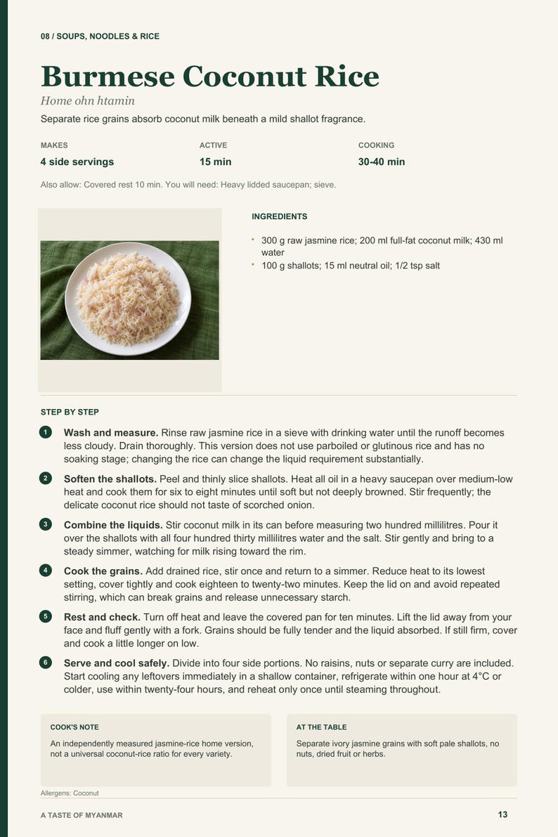 Actual PDF page 13 from A Taste of Myanmar: Burmese Coconut Rice recipe page.