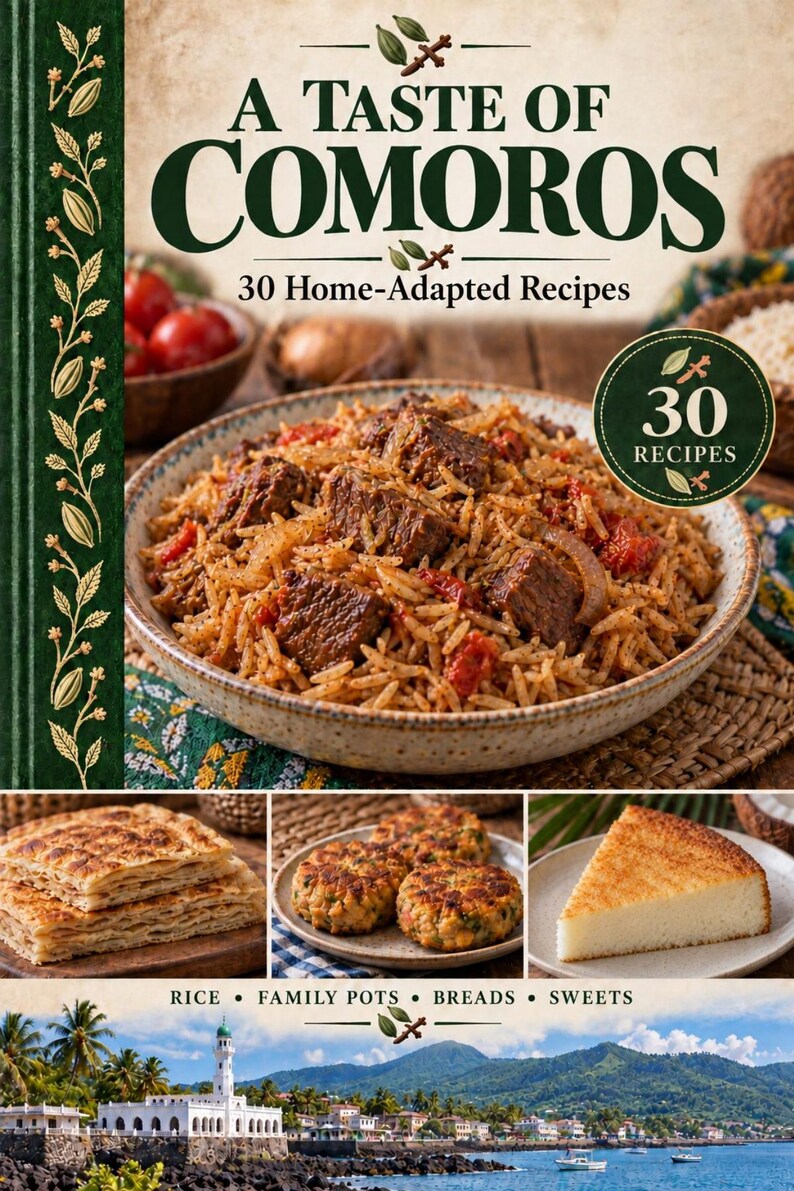 Actual cover of the A Taste of Comoros PDF cookbook.