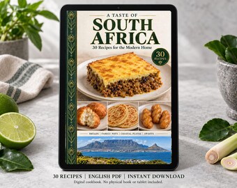 South Africa Cookbook PDF - 30 Recipes, English Digital Download