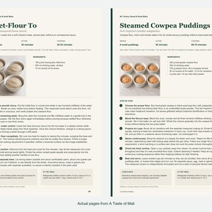 Two actual recipe pages from A Taste of Mali.