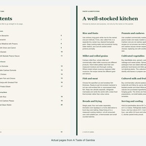 Actual contents and kitchen-notes pages from A Taste of Gambia.