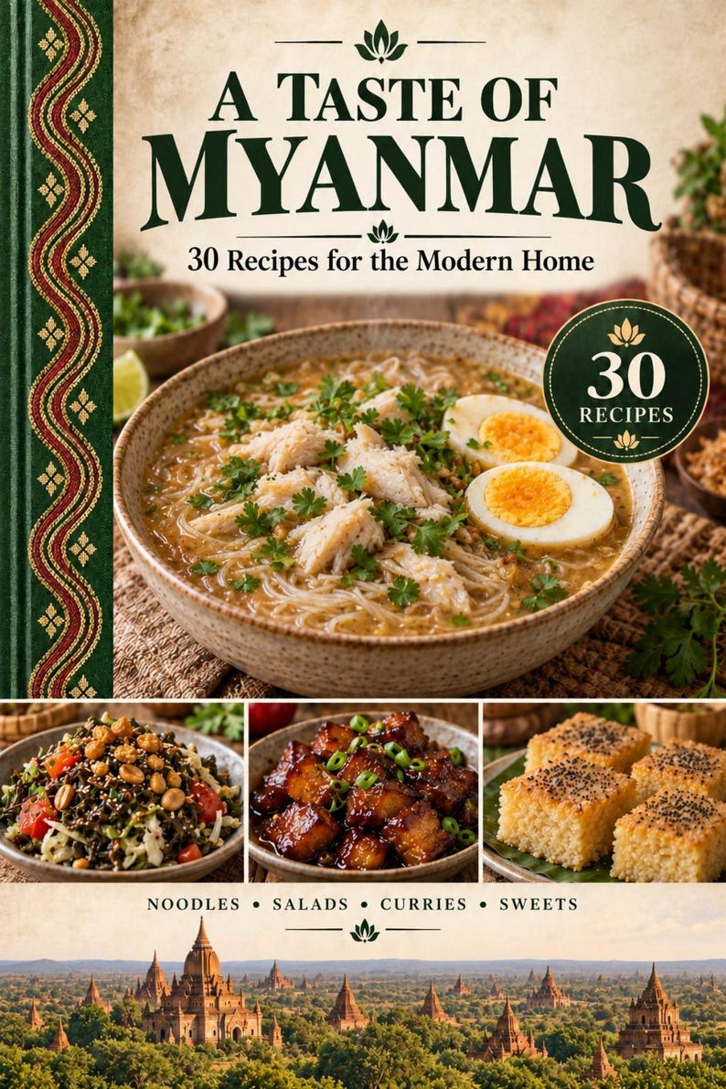 Actual cover of the A Taste of Myanmar PDF cookbook.