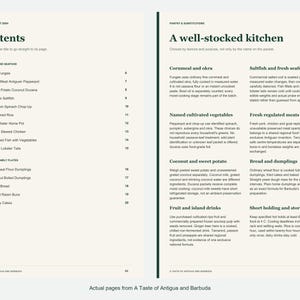 Actual contents and kitchen-notes pages from A Taste of Antigua and Barbuda.