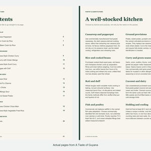 Actual contents and kitchen-notes pages from A Taste of Guyana.