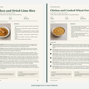 Two actual recipe pages from A Taste of Bahrain.