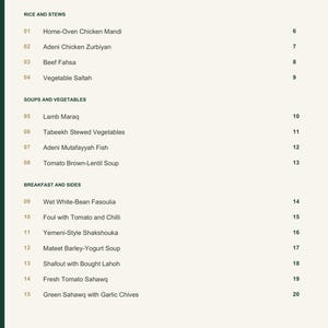 Actual PDF page 3 from A Taste of Yemen: Contents, page 1.
