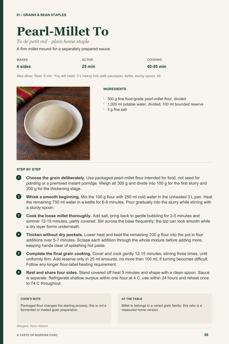 Actual PDF page 6 from A Taste of Burkina Faso: Pearl-Millet To recipe page.