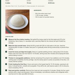 Actual PDF page 6 from A Taste of Zimbabwe: White Maize Sadza recipe page.