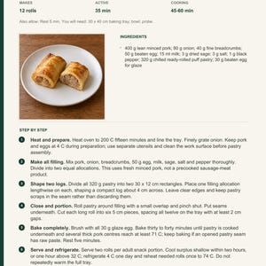 Actual PDF page 13 from A Taste of New Zealand: Pork Sausage Rolls recipe page.