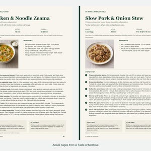 Two actual recipe pages from A Taste of Moldova.