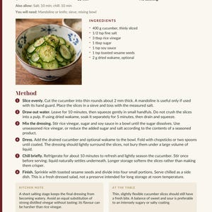 Actual PDF page 11 from A Taste of Japan: Sweet-Sour Cucumber Salad recipe page.