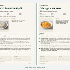 Two actual recipe pages from A Taste of Kenya.