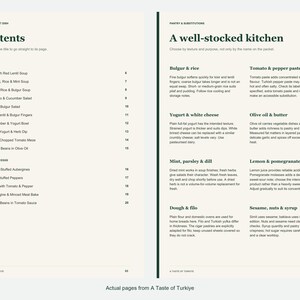 Actual contents and kitchen-notes pages from A Taste of Turkiye.