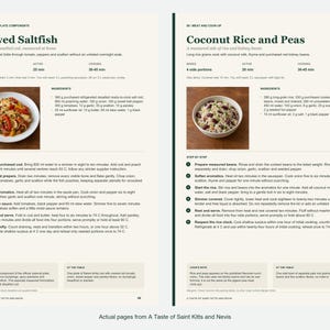Two actual recipe pages from A Taste of Saint Kitts and Nevis.