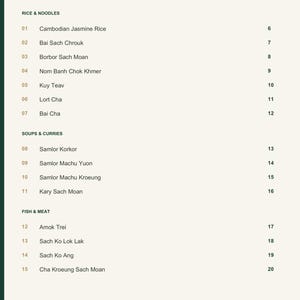 Actual PDF page 3 from A Taste of Cambodia: Contents, page 1.