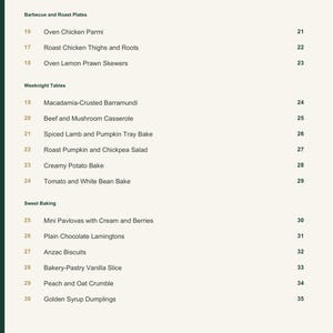 Actual PDF page 4 from A Taste of Australia: Contents, page 2.