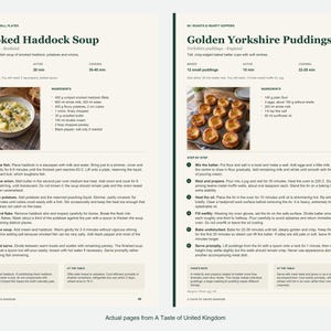 Two actual recipe pages from A Taste of United Kingdom.