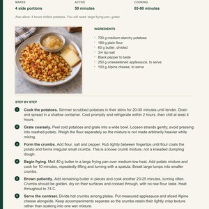 Actual PDF page 13 from A Taste of Switzerland: Butter-Fried Potato Crumbs recipe page.