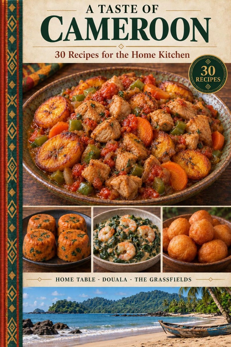 Actual cover of the A Taste of Cameroon PDF cookbook.