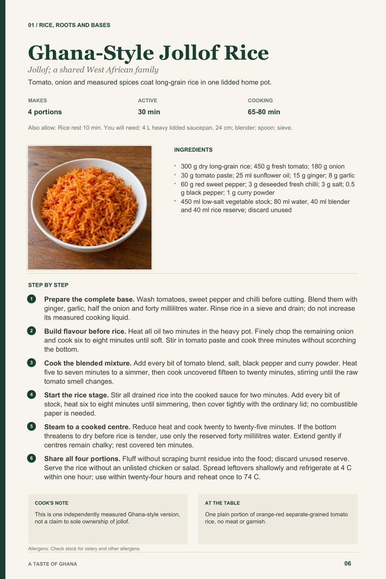 Actual PDF page 6 from A Taste of Ghana: Ghana-Style Jollof Rice recipe page.