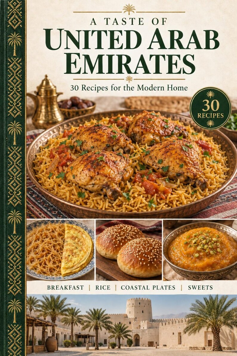 Actual cover of the A Taste of United Arab Emirates PDF cookbook.