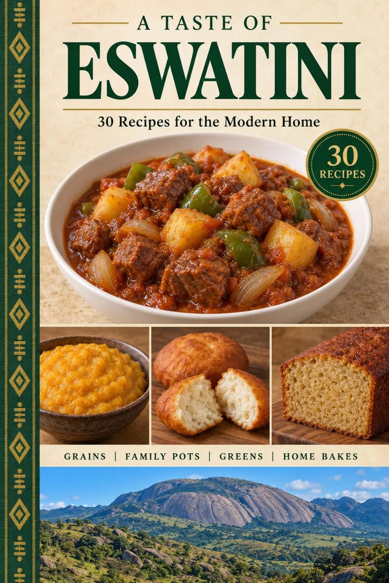Actual cover of the A Taste of Eswatini PDF cookbook.