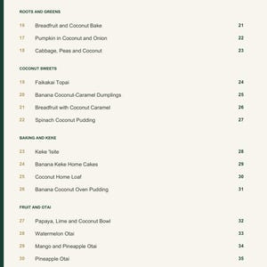 Actual PDF page 4 from A Taste of Tonga: Contents, page 2.