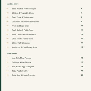 Actual PDF page 3 from A Taste of Russia: Contents, page 1.