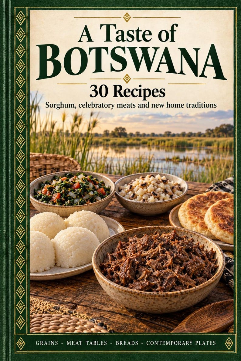 Actual cover of the A Taste of Botswana PDF cookbook.