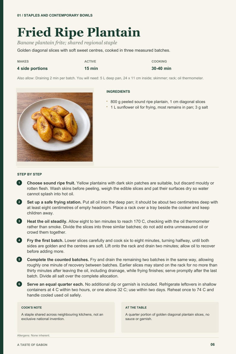 Actual PDF page 6 from A Taste of Gabon: Fried Ripe Plantain recipe page.