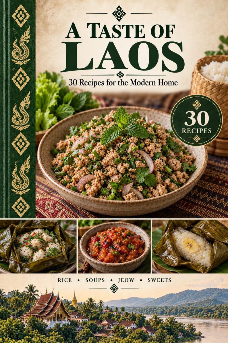 Actual cover of the A Taste of Laos PDF cookbook.